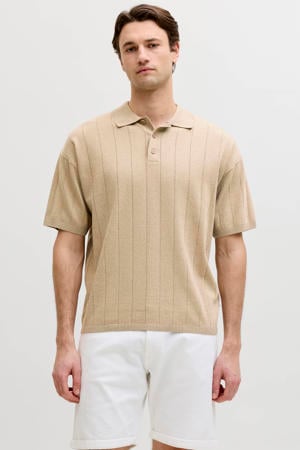 relaxed polo gebreid beige