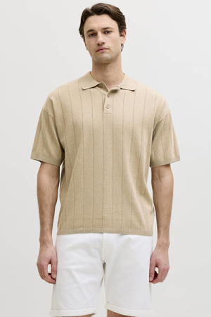 relaxed polo gebreid beige