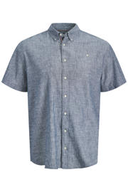 thumbnail: JACK & JONES PLUS SIZE regular casual overhemd met linnen blauw