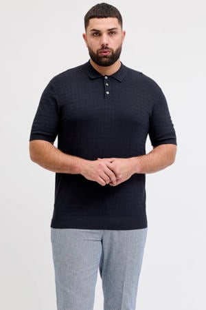 regular polo gebreid donkerblauw