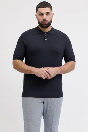 regular polo gebreid donkerblauw