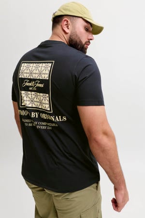 regular T-shirt met backprint zwart
