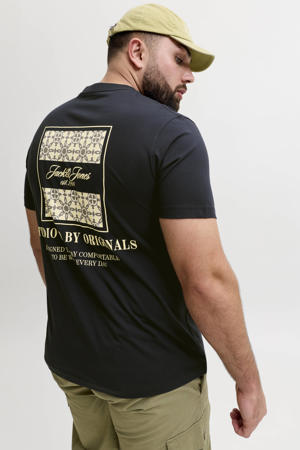 regular T-shirt met backprint zwart