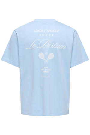 relaxed T-shirt met backprint lichtblauw