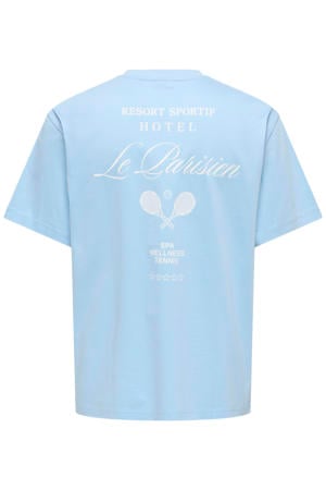relaxed T-shirt met backprint lichtblauw