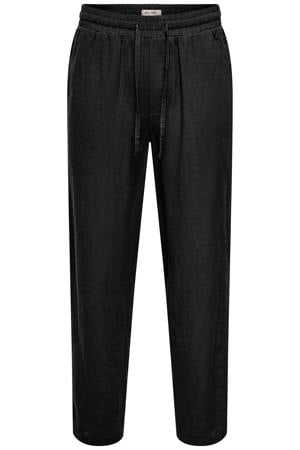 ONSCAIDEN regular casual broek met linnen zwart