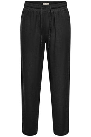 ONSCAIDEN regular casual broek met linnen zwart