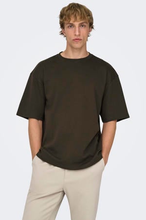 boxy T-shirt donkerbruin
