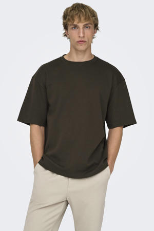 boxy T-shirt donkerbruin