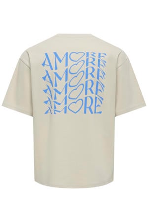 oversized T-shirt met backprint beige