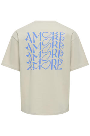 oversized T-shirt met backprint beige