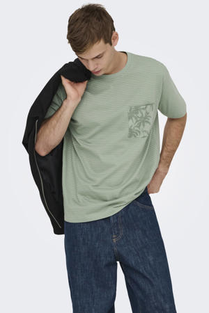 relaxed gestreept T-shirt groen