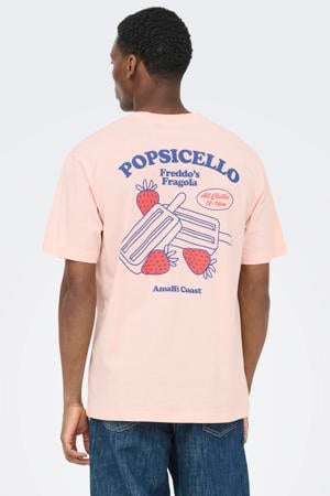 relaxed T-shirt met backprint roze