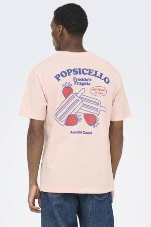 relaxed T-shirt met backprint roze