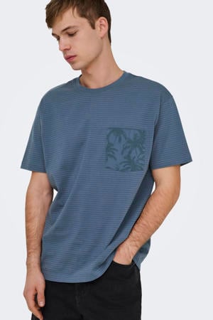 relaxed gestreept T-shirt blauw
