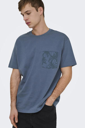 relaxed gestreept T-shirt blauw