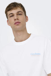thumbnail: ONLY & SONS relaxed T-shirt met backprint wit