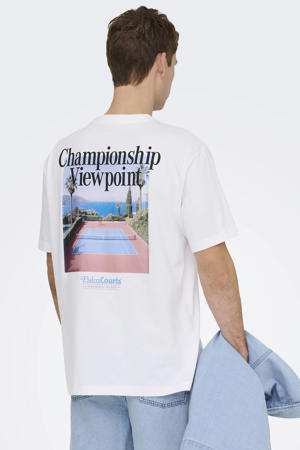 relaxed T-shirt met backprint wit