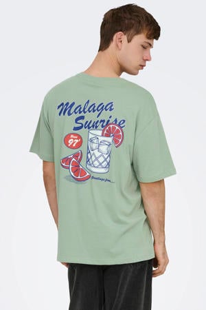 relaxed T-shirt met backprint groen