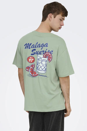 relaxed T-shirt met backprint groen