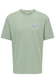 thumbnail: ONLY & SONS relaxed T-shirt met backprint groen