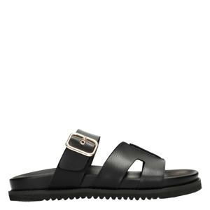 imitatieleren slippers - zwart