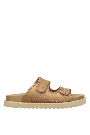Nena leren slippers beige