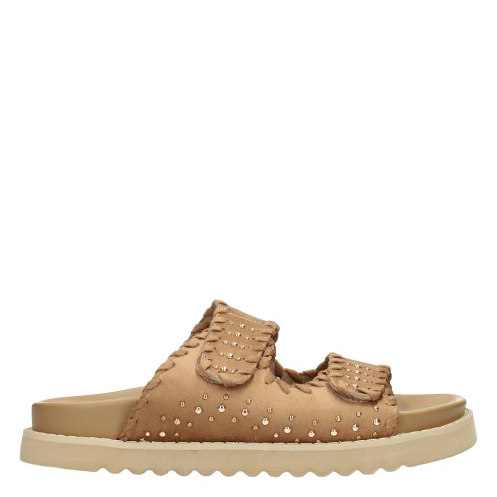 Beige dames POSH by Poelman Nena leren slippers van imitatieleer