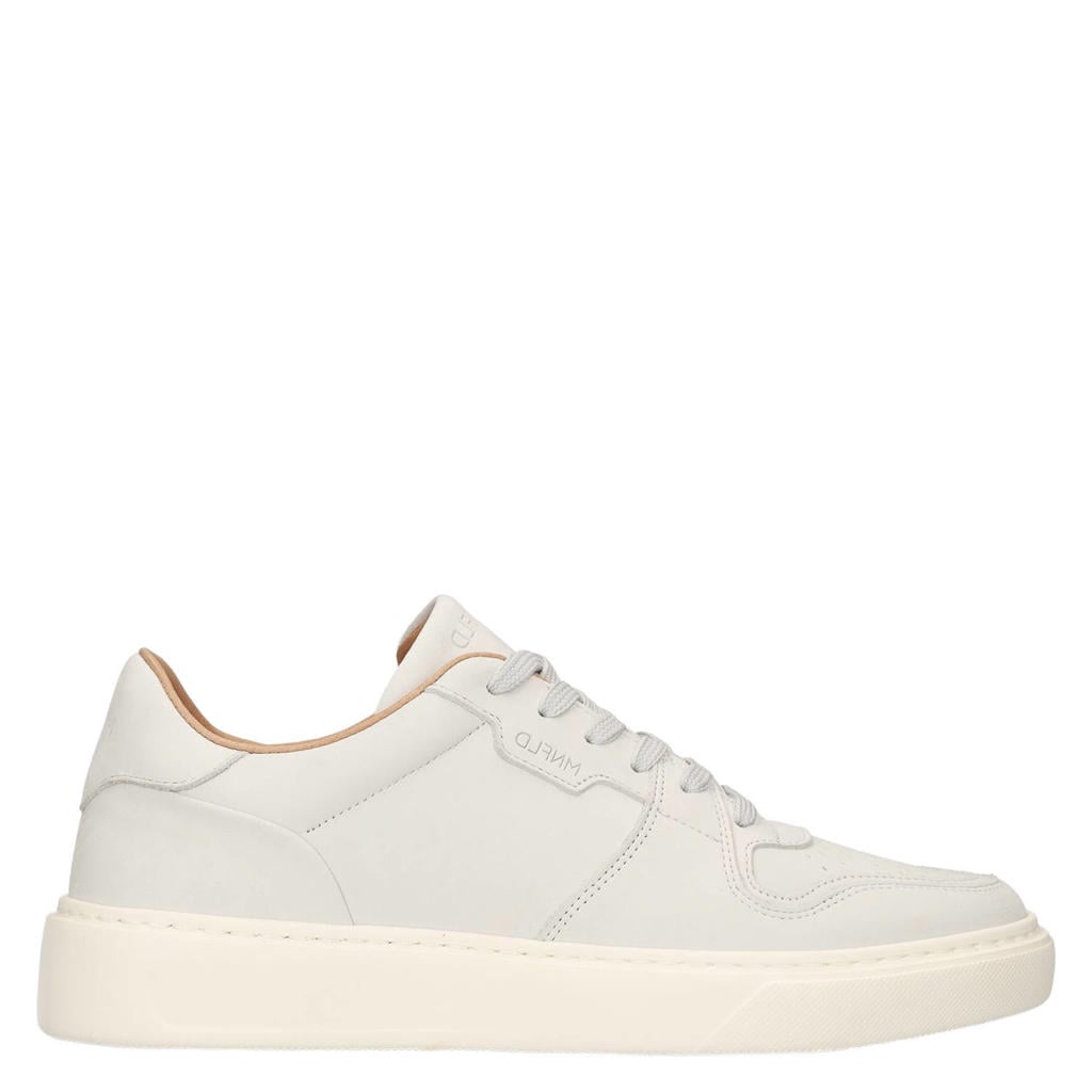 Ecru heren Manfield suède sneakers van nubuck met veters