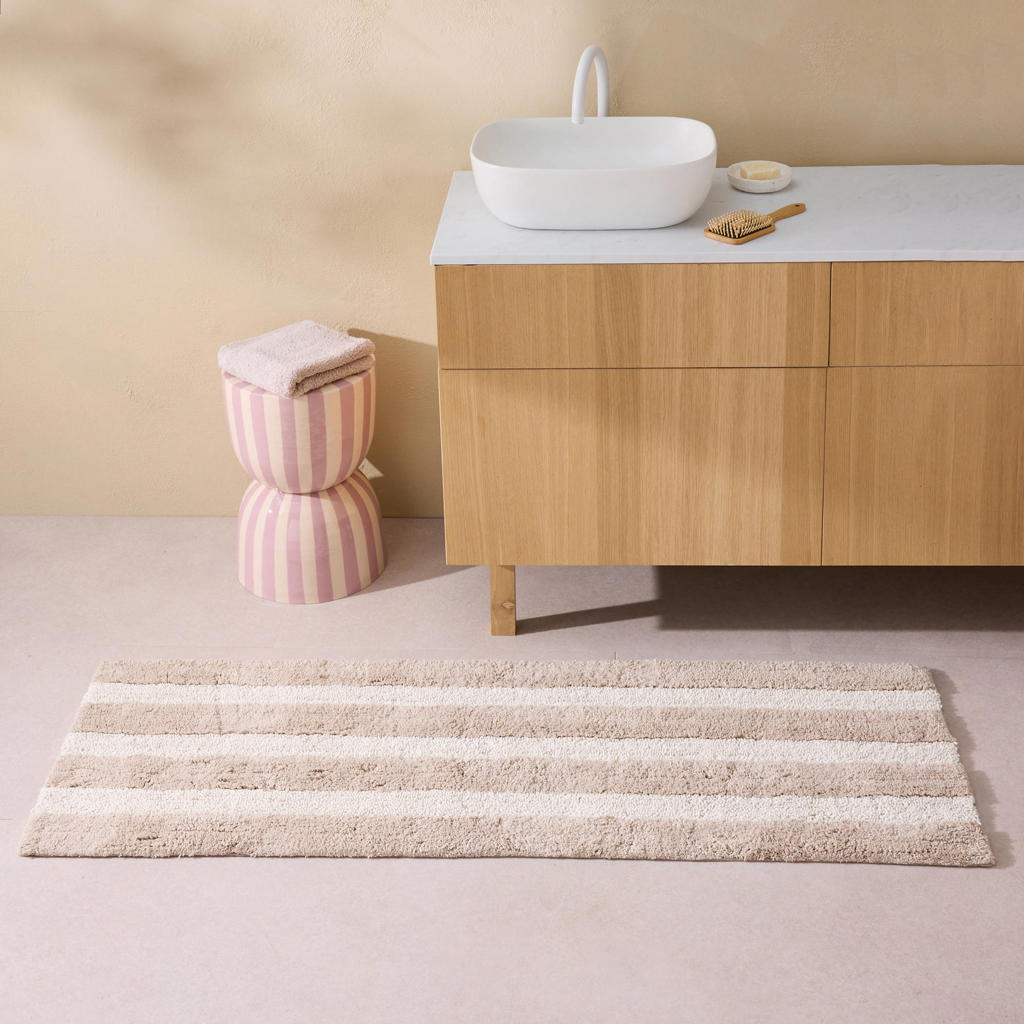 NOUS Living badmat streep Grijs/Ecru (120x50 cm)