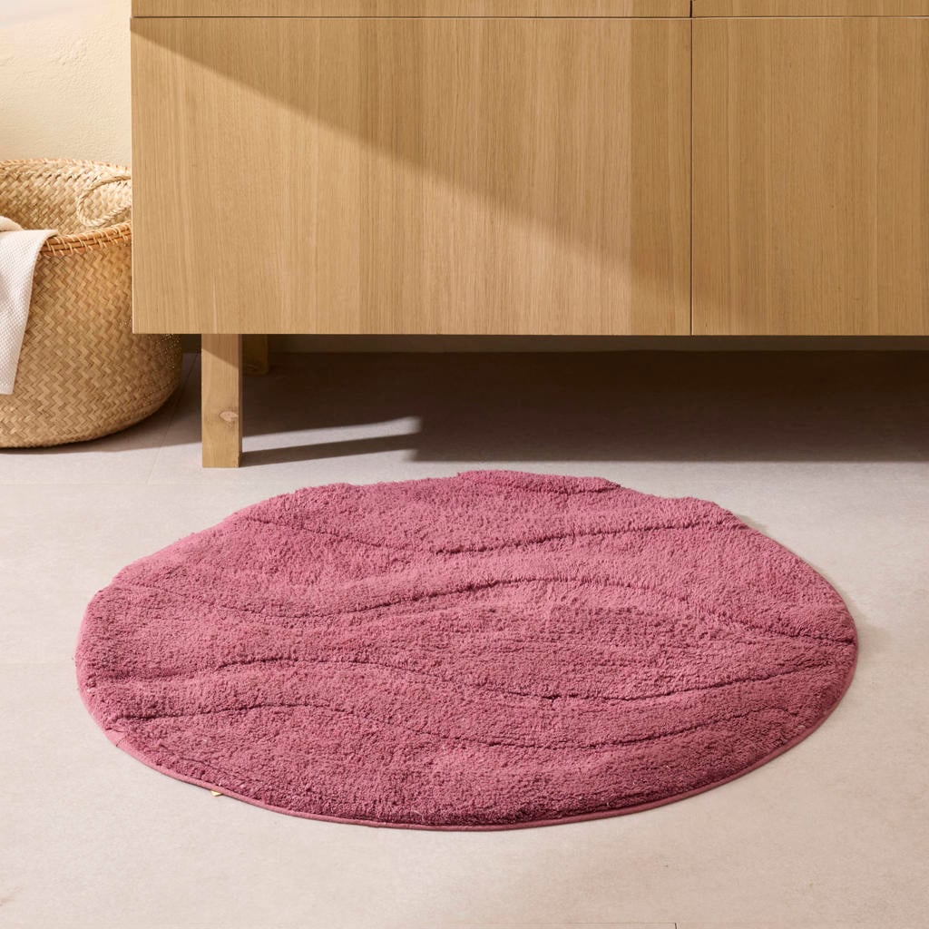 NOUS Living ronde badmat donkerroze (80x80 cm)