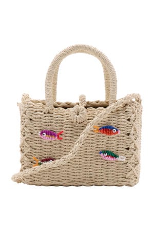 rieten handtas beige