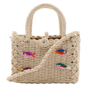 rieten handtas beige