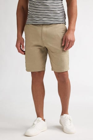 linnen regular fit chino short - lichtbruin