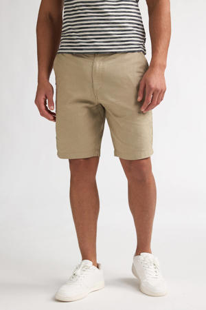 linnen regular fit chino short - lichtbruin