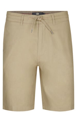 linnen regular fit chino short - lichtbruin