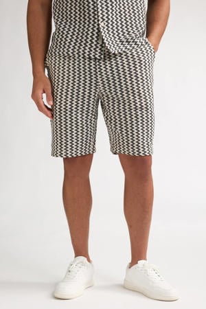 regular fit short met print - ecru