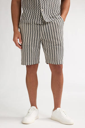 regular fit short met print - ecru
