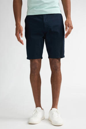 linnen chino short - donkerblauw