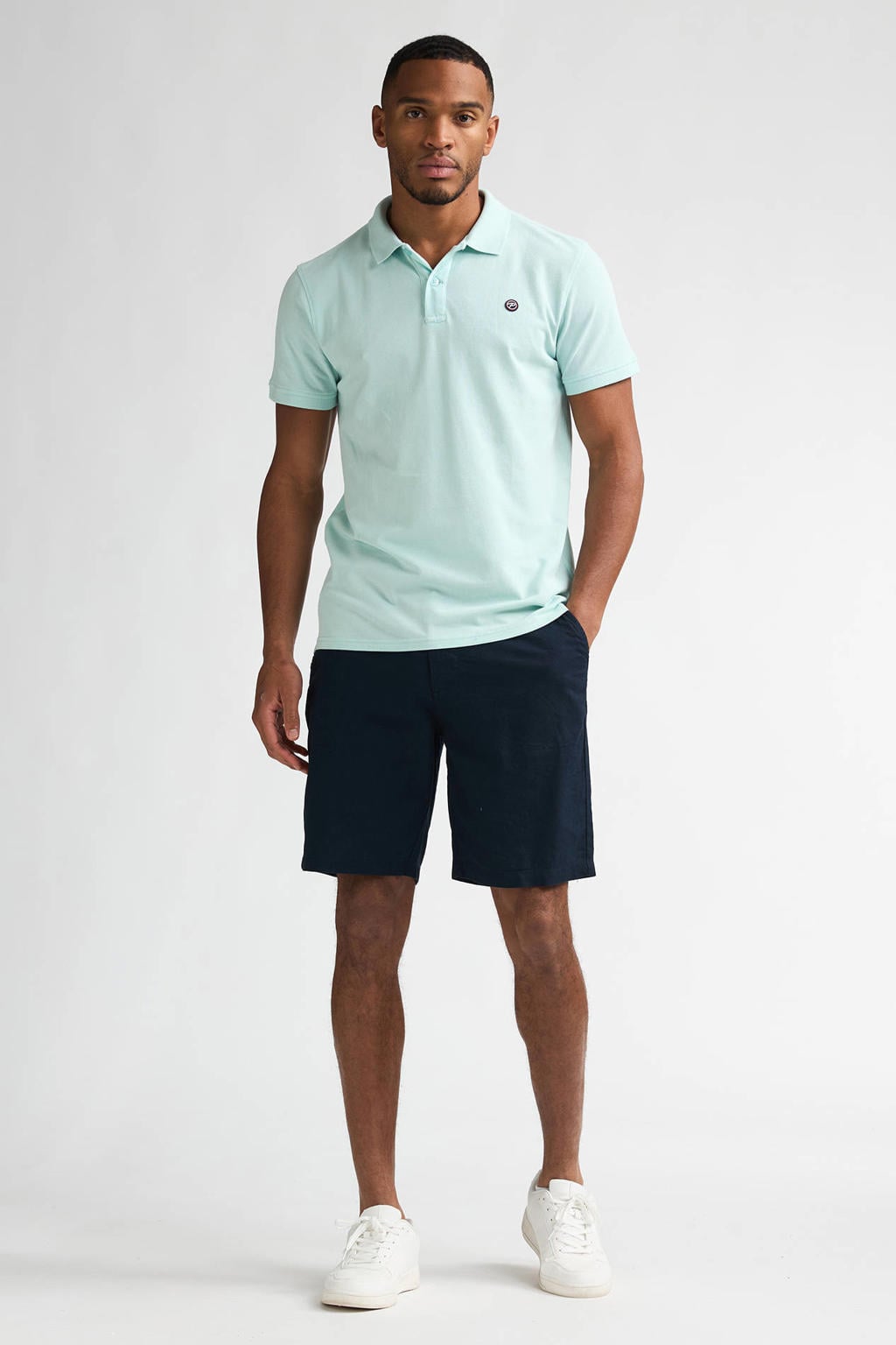 Petrol Industries linnen chino short - donkerblauw