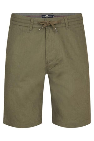 linnen regular fit chino short - legergroen