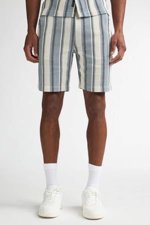 regular fit gestreepte short - blauw