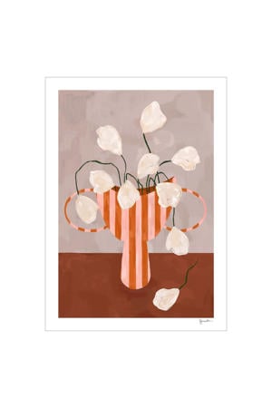 Poster - The Poster Club x Frankie Penwill - White Flowers in Striped Vase (30 x 40 cm cm)