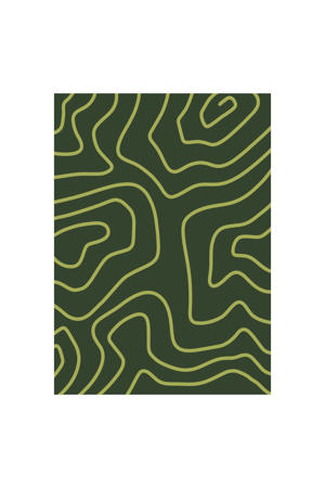 Poster - Yuli Saputra - Minimalist Green Lines (50 x 70 cm cm)