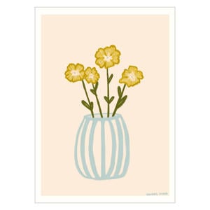 Poster - Engberg Studio - Yellow Flowers in a Blue Vase (30 x 40 cm cm)