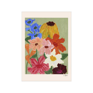 Poster - The Poster Club x Carla Llanos - Flowers on Sage Green (30 x 40 cm cm)