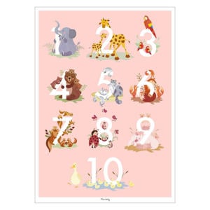 Poster - Tiny Tails - Talplakat - lyserød (50 x 70 cm cm)