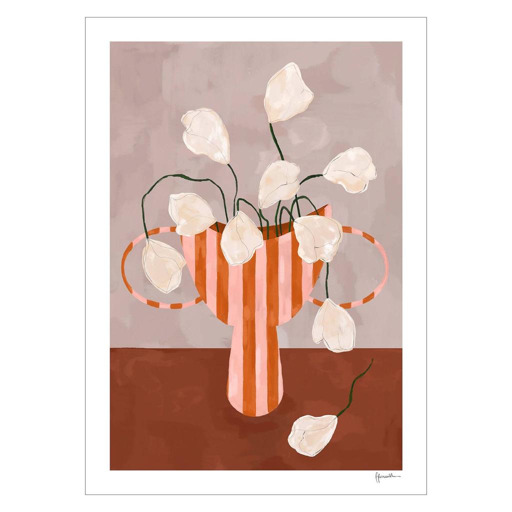 Poster & Frame Poster - The Poster Club x Frankie Penwill - White Flowers in Striped Vase (50 x 70 cm cm)