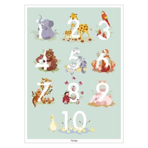 Poster - Tiny Tails - Talplakat - lysegrøn - A3(29.7 cm x 42 cm) (50 x 70 cm cm)
