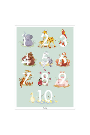 Poster - Tiny Tails - Talplakat - lysegrøn - A3(29.7 cm x 42 cm) (50 x 70 cm cm)